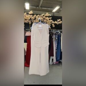 Elegant Cream Women's Vest and Pant Suit Set